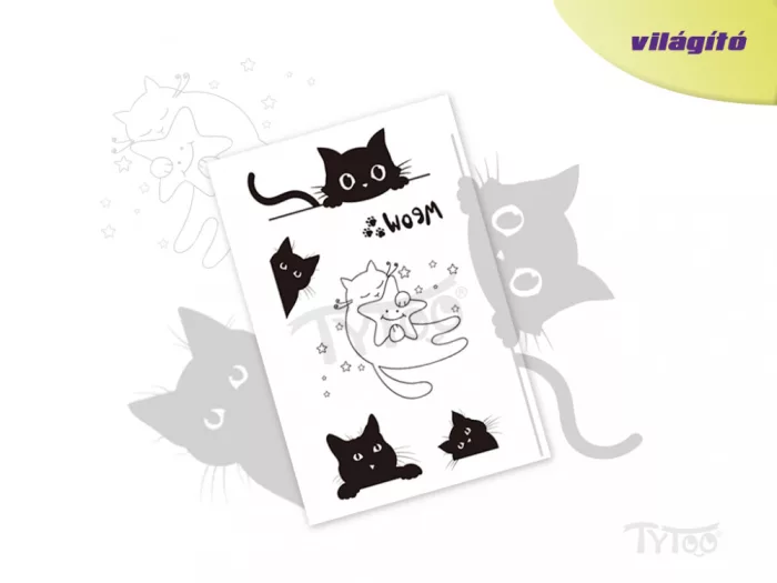 Leuchtende Schwarze Katzen Tattoo Aufkleber