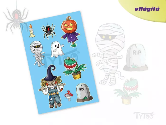 Leuchtende Halloween-Figuren Tattoo Aufkleber