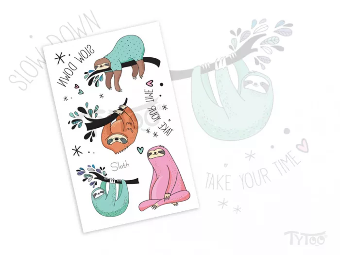 Faule Faultiere Sticker-Tattoo