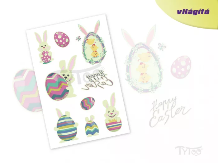 Leuchtende Hasen und Eier Sticker-Tattoo