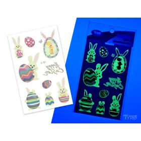 Leuchtende Hasen und Eier Sticker-Tattoo