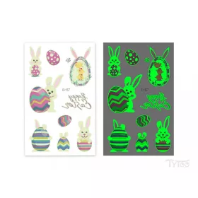 Leuchtende Hasen und Eier Sticker-Tattoo