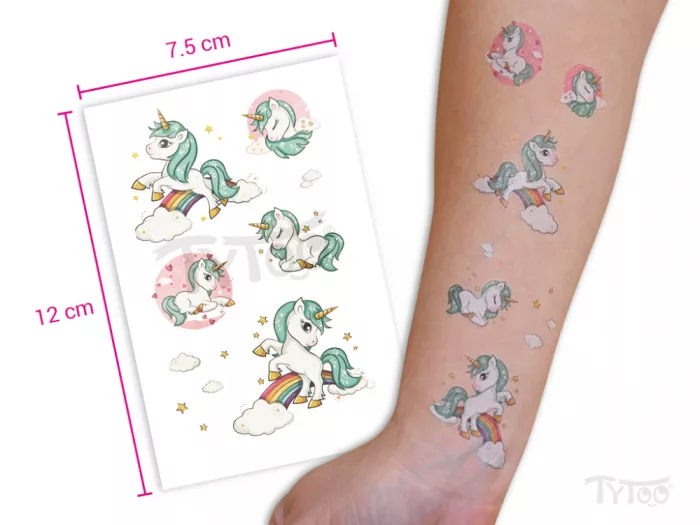Türkisfarbene Einhorn-Tattooaufkleber