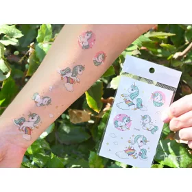 Türkisfarbene Einhorn-Tattooaufkleber