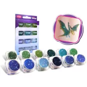 Glitzerset 12 x 2,5 ml kalte Farben