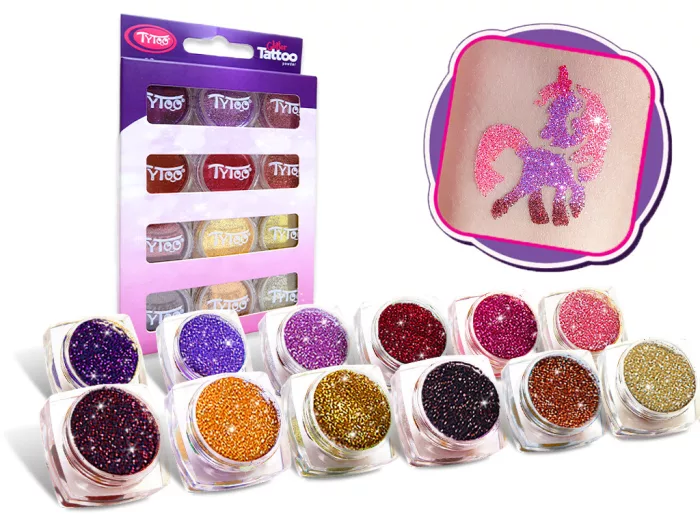 Glitzerset 12 x 2,5 ml warme Farben