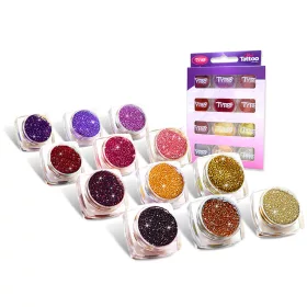 Glitzerset 12 x 2,5 ml warme Farben