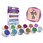 Glitzerset 12 x 2,5 ml Multifarben (holographische Farben)