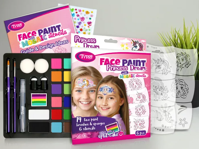 Princess Dream Gesichtsmalset (mit 6 Mosaikschablonen) - Neu