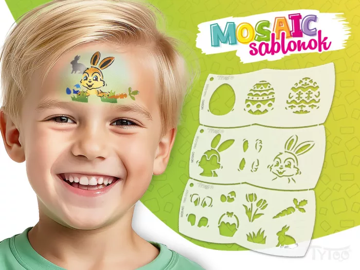 Mosaik Oster-Gesichtsmalerei-Schablone - Ei - Hase